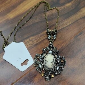 Vintage Gold and Silver Cameo Necklace
